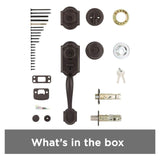 Kwikset Montara Handleset with Juno Knob and Deadbolt Keyed One Side Design (Venetian Bronze)