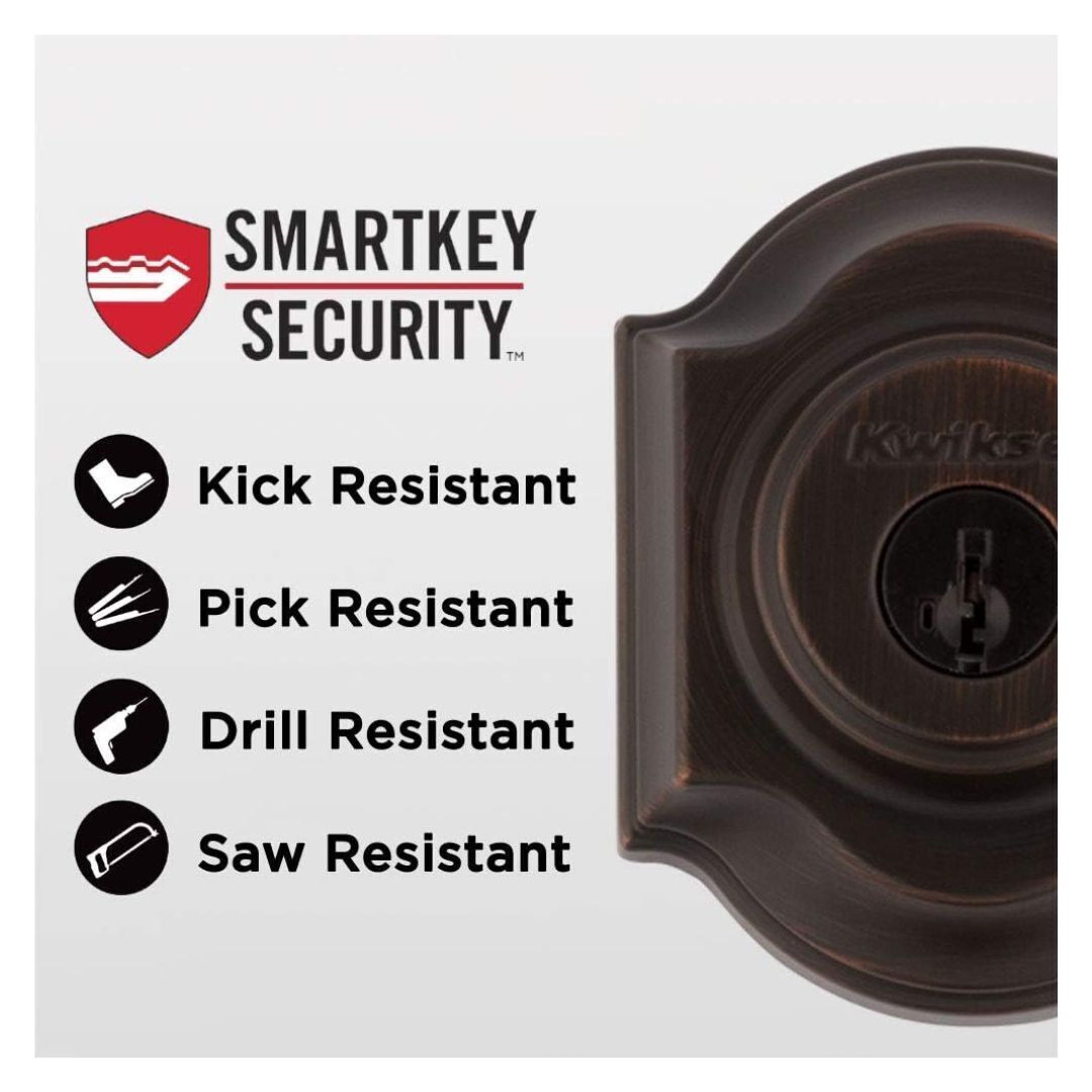 Kwikset Montara Handleset with Juno Knob and Deadbolt Keyed One Side Design (Venetian Bronze)