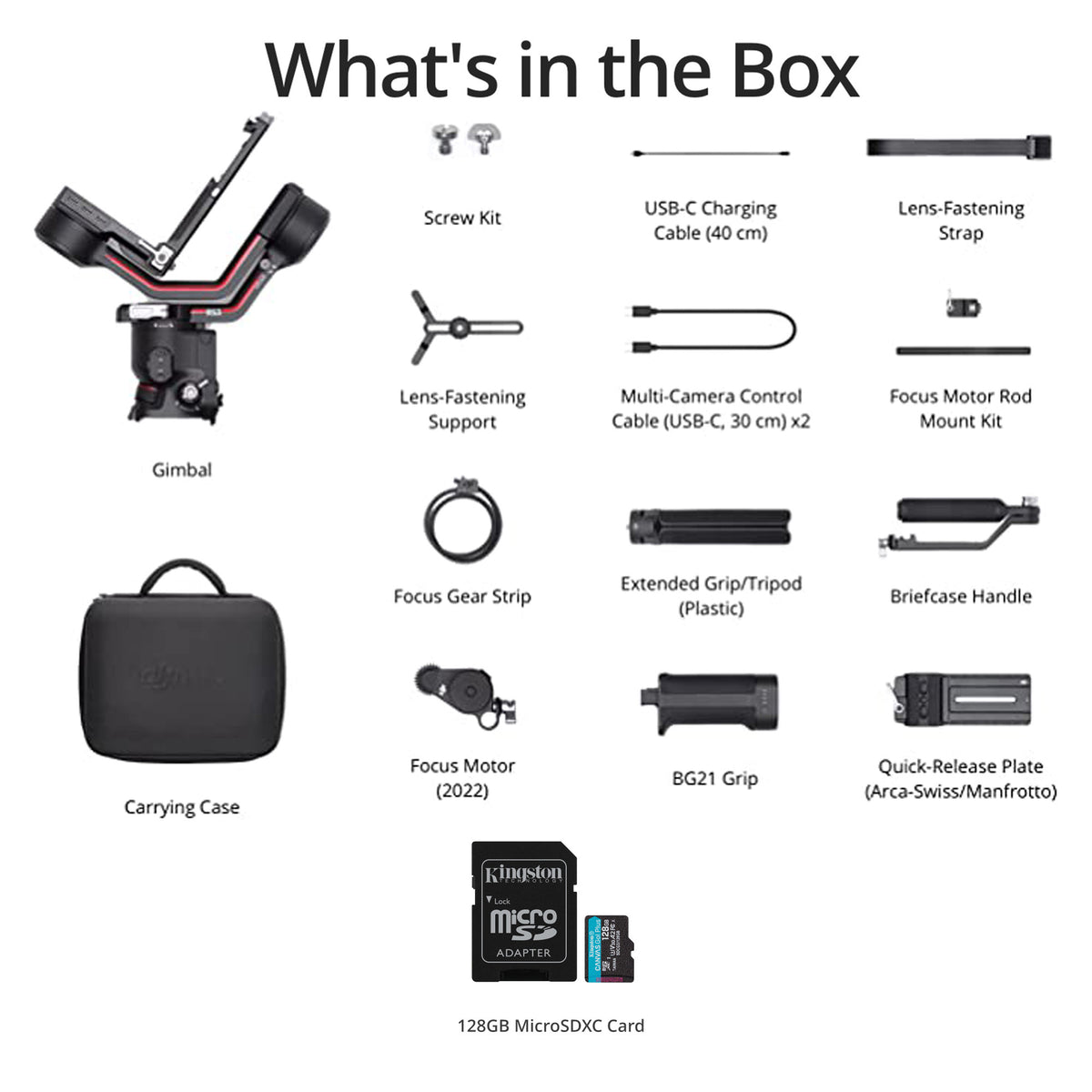 DJI RS 3 Gimbal Stabilizer Combo with 128 GB Memory Card Bundle