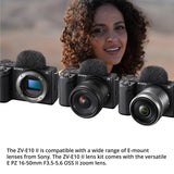 Sony Alpha ZV-E10 II Content Creators’ Camera with APS-C Mirrorless Lens and Lens Kit (Black)