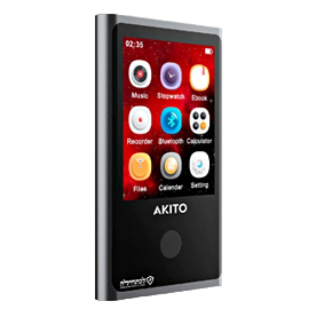 Akito L10 Kosher MP3 Player with 16GB Built-In Memory and Bluetooth Headphones (Black)