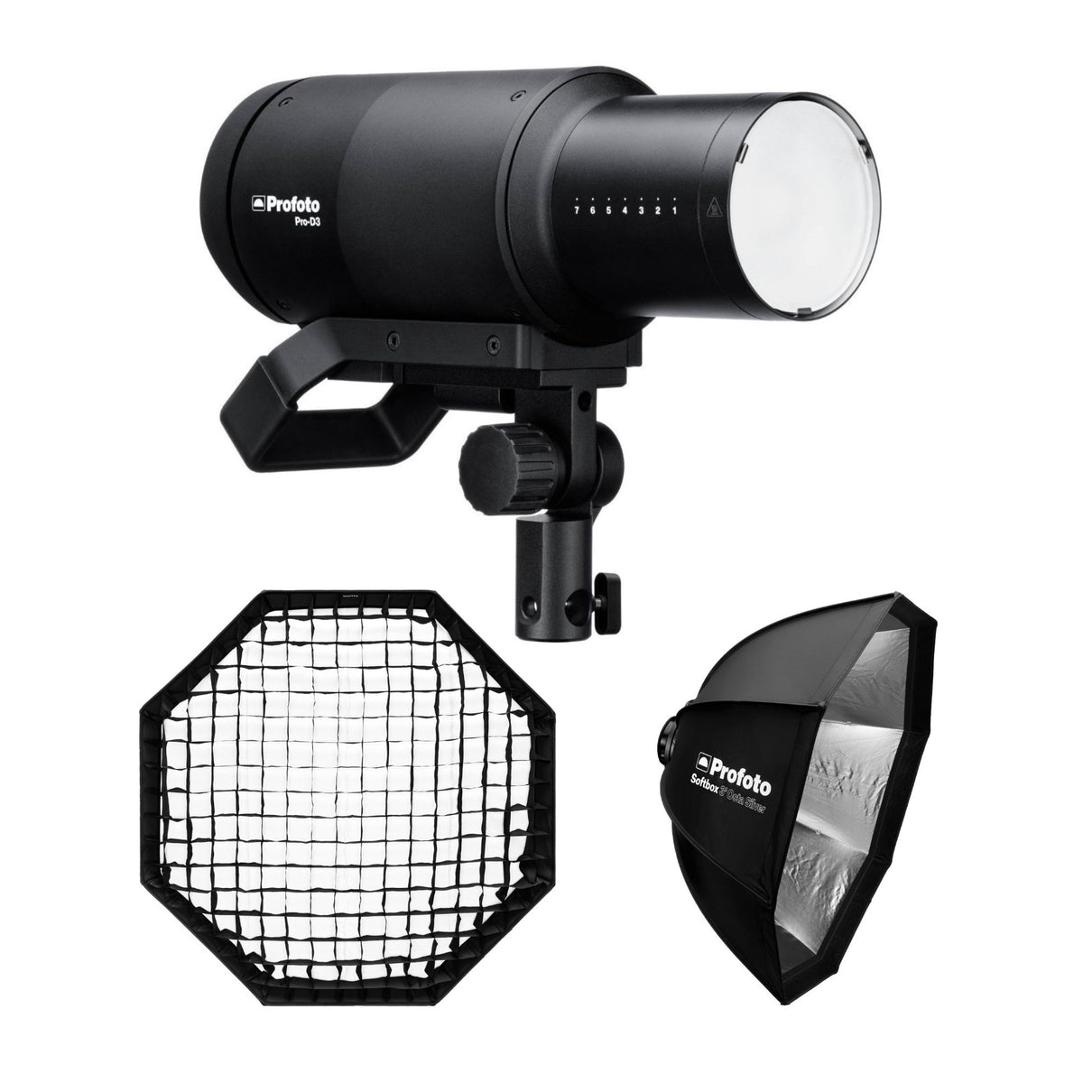Profoto Pro-D3 Industrial-Grade 1250W Monolight with Softbox and Softgrid Bundle