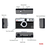 Kodak Ektar H35N 35mm Half Frame Film Camera Bundle with Ultramax 400 24 Exp Film (Striped Black)