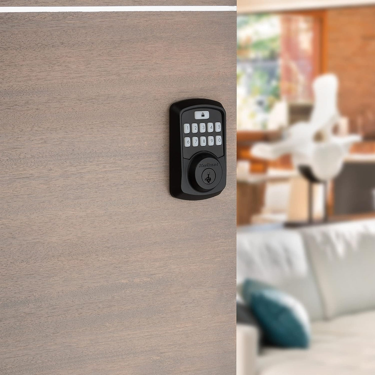 Kwikset Aura Bluetooth Enabled Smart Lock Deadbolt with SmartKey Security (Matte Black)