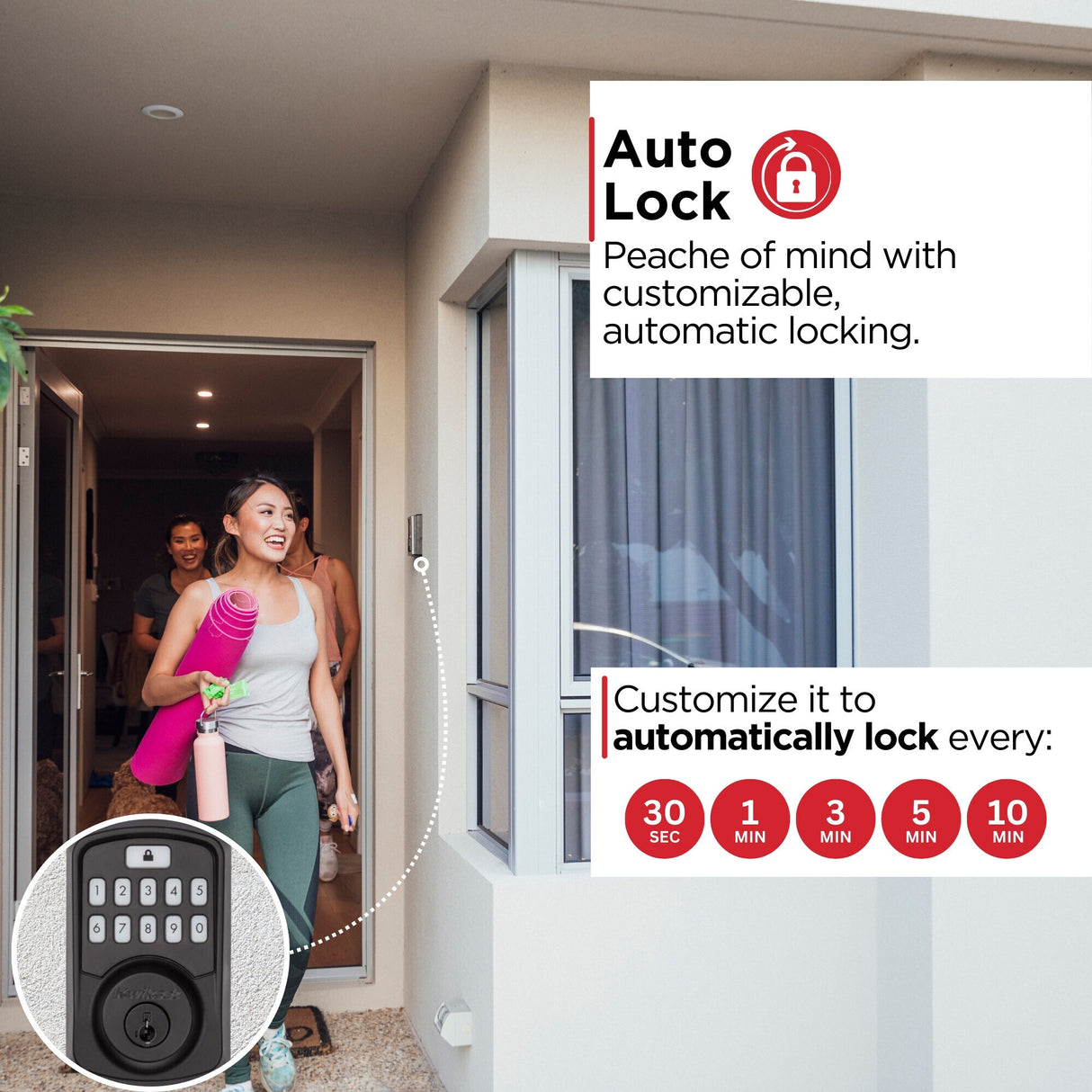 Kwikset Aura Bluetooth Enabled Smart Lock Deadbolt with SmartKey Security (Matte Black)