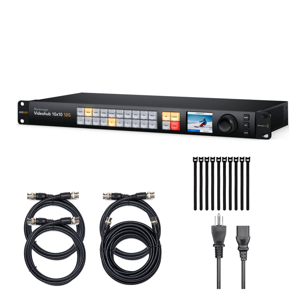 Blackmagic Design Videohub 10x10 12G Zero-Latency Video Router with Ca ...