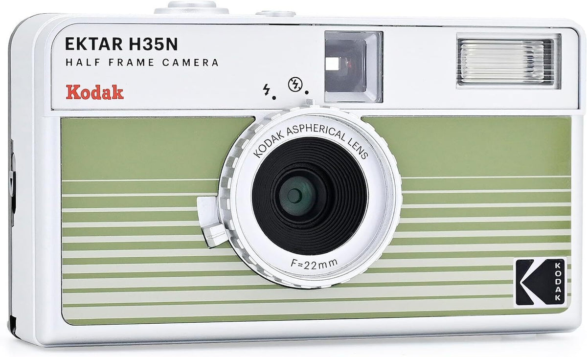 Kodak Ektar H35N 35mm Half Frame Film Camera Bundle with Ultramax 400 24 Exp Film (Striped Green)