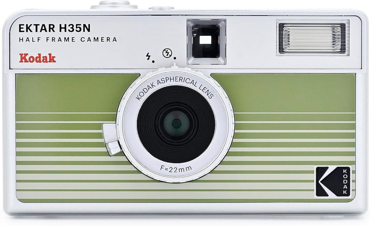Kodak Ektar H35N 35mm Half Frame Film Camera Bundle with Ultramax 400 24 Exp Film (Striped Green)