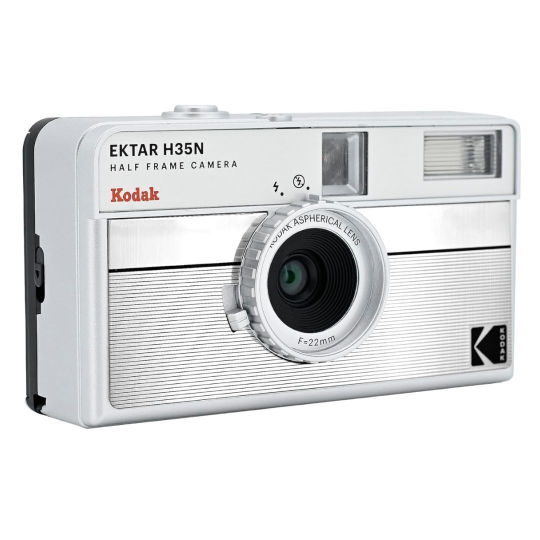 Kodak Ektar H35N 35mm Half Frame Film Camera Bundle with Ultramax 400 24 Exp Film (Striped Silver)