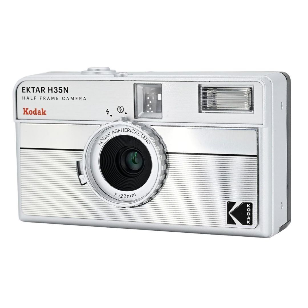 Kodak Ektar H35N 35mm Half Frame Film Camera Bundle with Ultramax 400 24 Exp Film (Striped Silver)