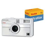 Kodak Ektar H35N 35mm Half Frame Film Camera Bundle with Ultramax 400 24 Exp Film (Striped Silver)