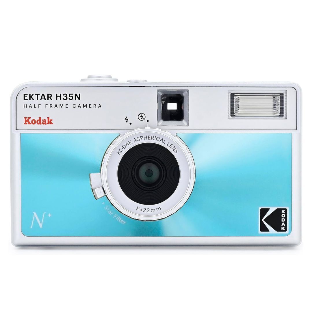 Kodak Ektar H35N 35mm Half Frame Film Camera Bundle with Ultramax 400 24 Exp Film (Glazed Blue)