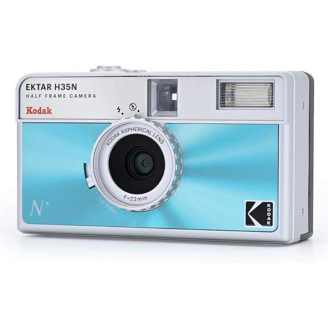 Kodak Ektar H35N 35mm Half Frame Film Camera Bundle with Ultramax 400 24 Exp Film (Glazed Blue)
