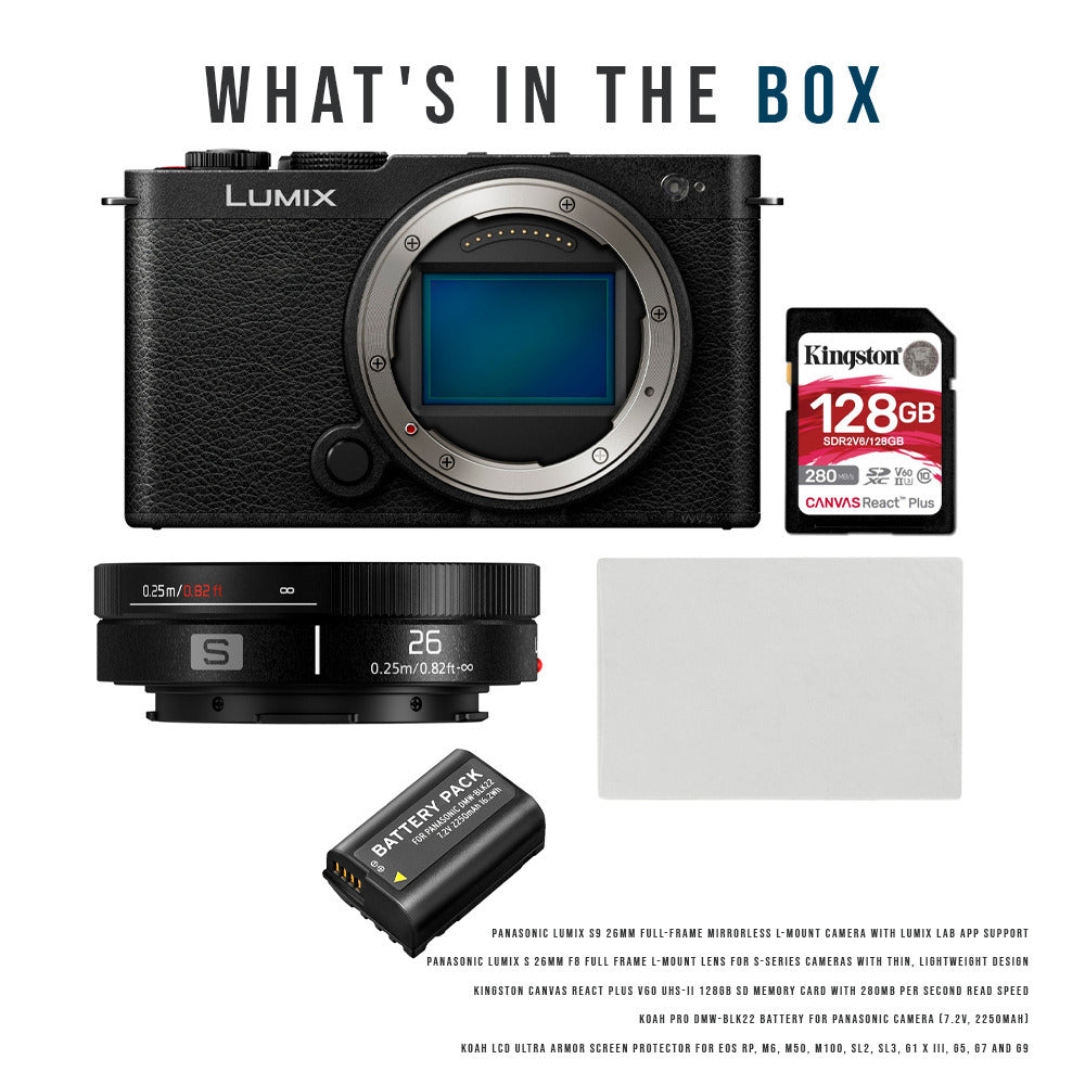 Panasonic LUMIX S9 Full Frame Camera Body with Phase Auto Focus and Panasonic LUMIX S Lens Bundle