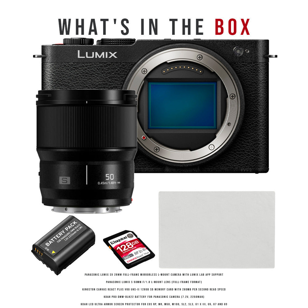 Panasonic LUMIX S9 Full Frame Camera Body with Phase Auto Focus and Panasonic LUMIX S Lens Bundle