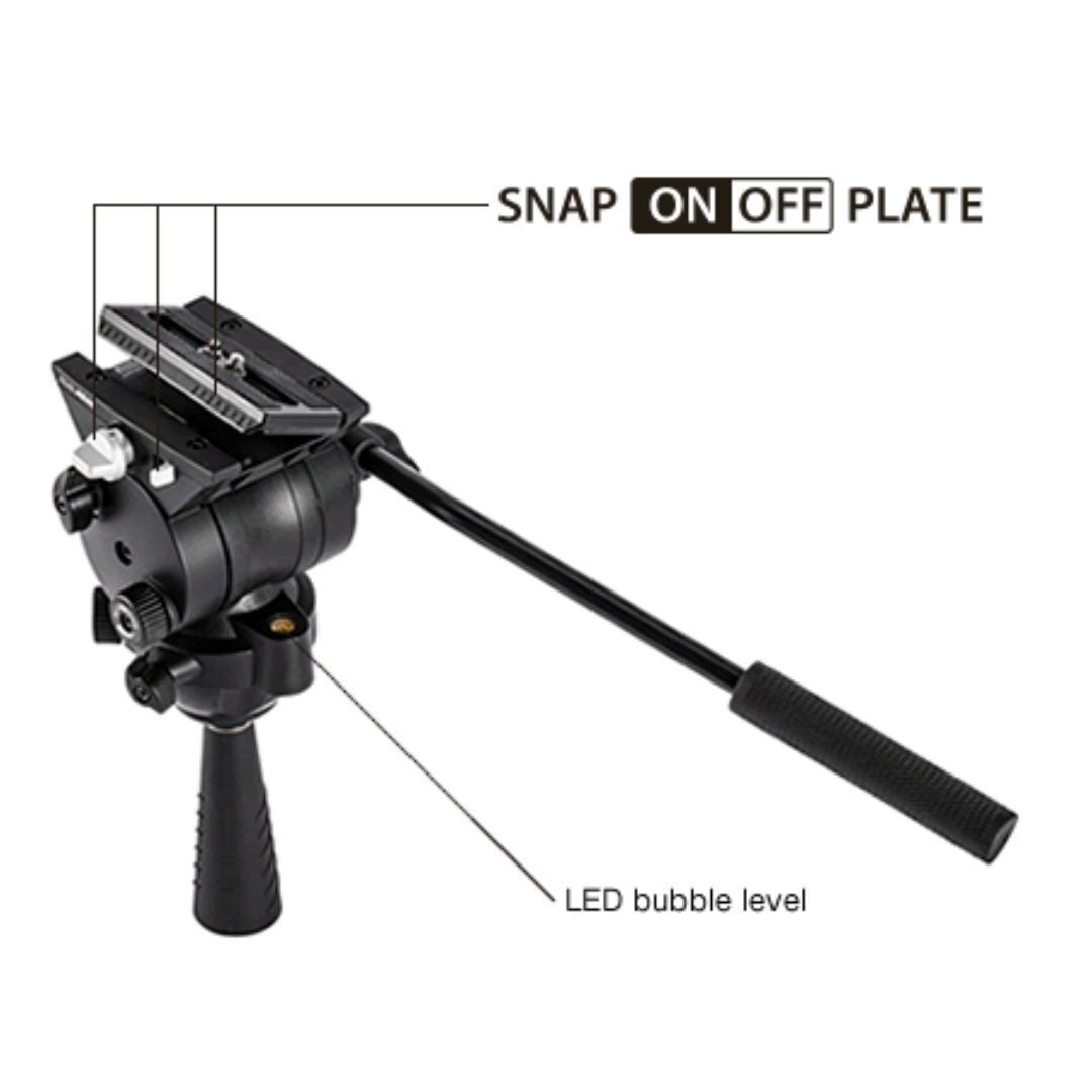 Libec TH-VH Friction Video Head with 75mm Ball, Flat Base, Quick-Release Plate and Pan Handle