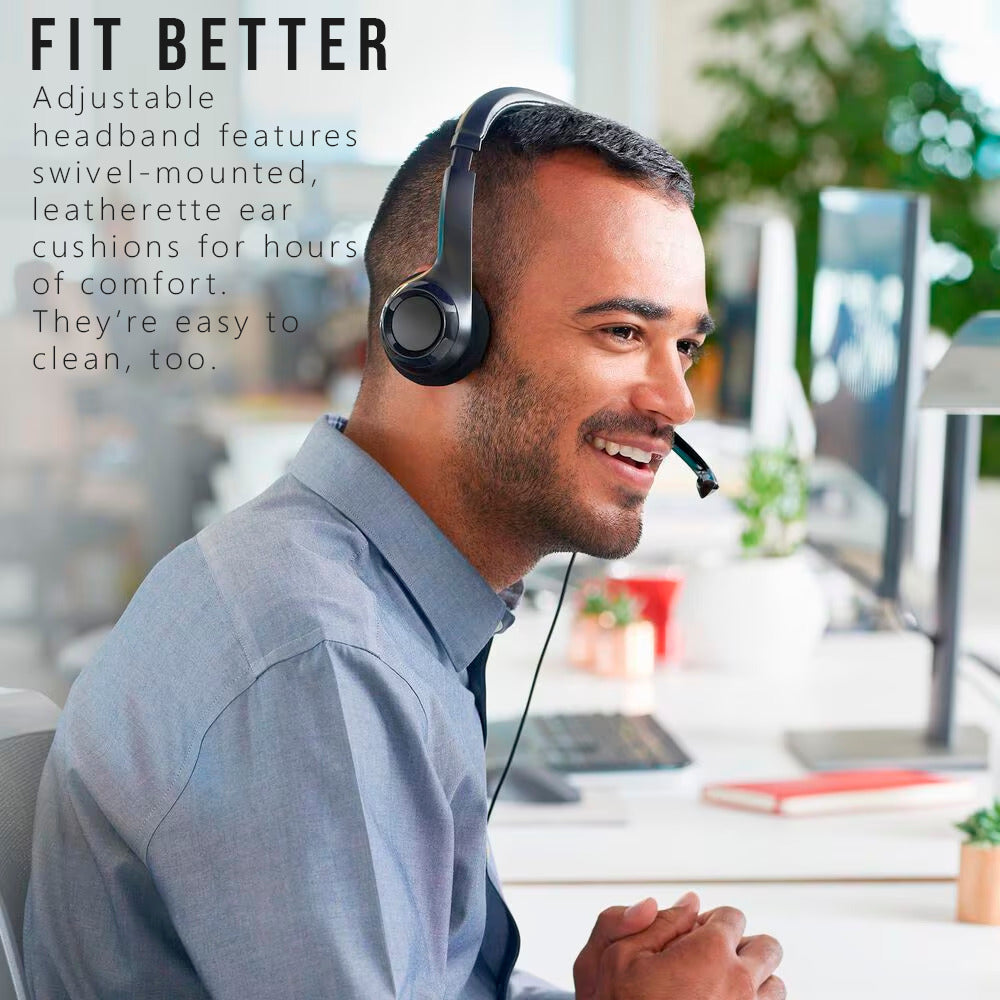 Logitech H390 USB Computer Headset with Noise-Canceling Microphone and Adjustable Headband (Black)