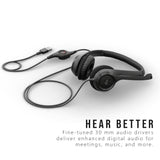 Logitech H390 USB Computer Headset with Noise-Canceling Microphone and Adjustable Headband (Black)