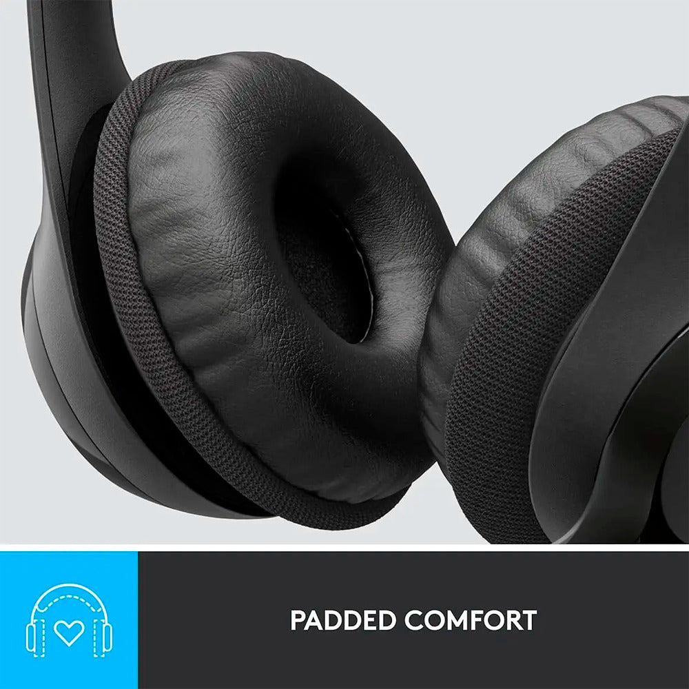 Logitech H390 USB Computer Headset with Noise-Canceling Microphone and Adjustable Headband (Black)