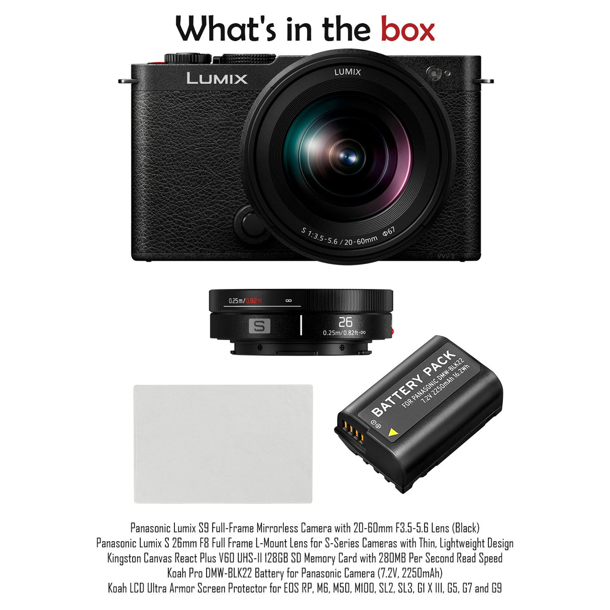 Panasonic Lumix S9 Full-Frame Mirrorless Camera with 20-60mm F3.5-5.6 Lens (Black) Bundle