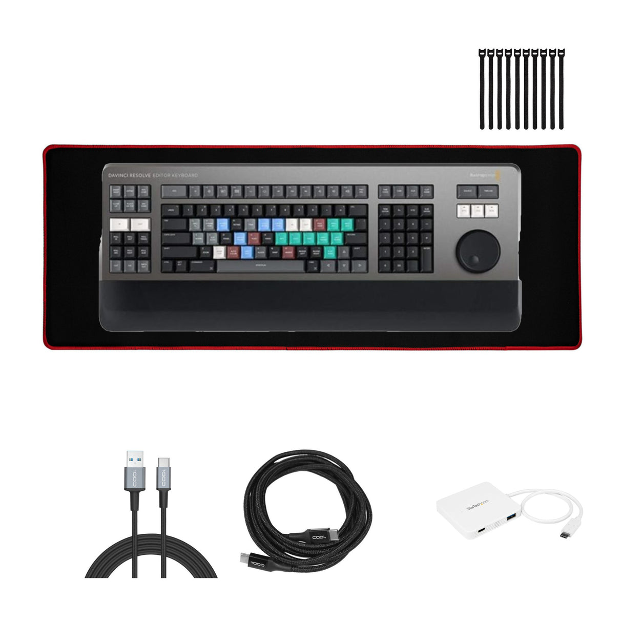 Blackmagic Design DaVinci Resolve Editor Keyboard with 3-Port Hub and Mouse Pad Bundle