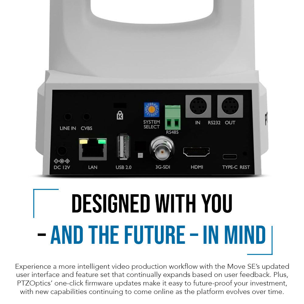 PTZOptics Move SE 30x 1080p Full HD Advanced PTZ Auto-Tracking Pan Tilt Zoom Camera (White)