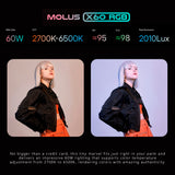 Zhiyun MOLUS X60RGB RGB LED Monolight with 15 Creative Lighting Effects (Combo Kit)