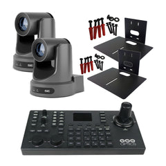 PTZOptics Move SE 30x 1080p PTZ Auto-Tracking Pan Tilt Zoom Camera (Gray, 2-Pack) Bundle