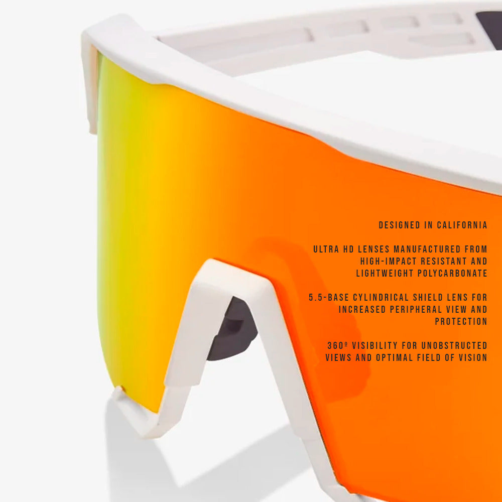 100% S3 Sunglasses Soft Tact White HiPER Red Lens (Open Box)