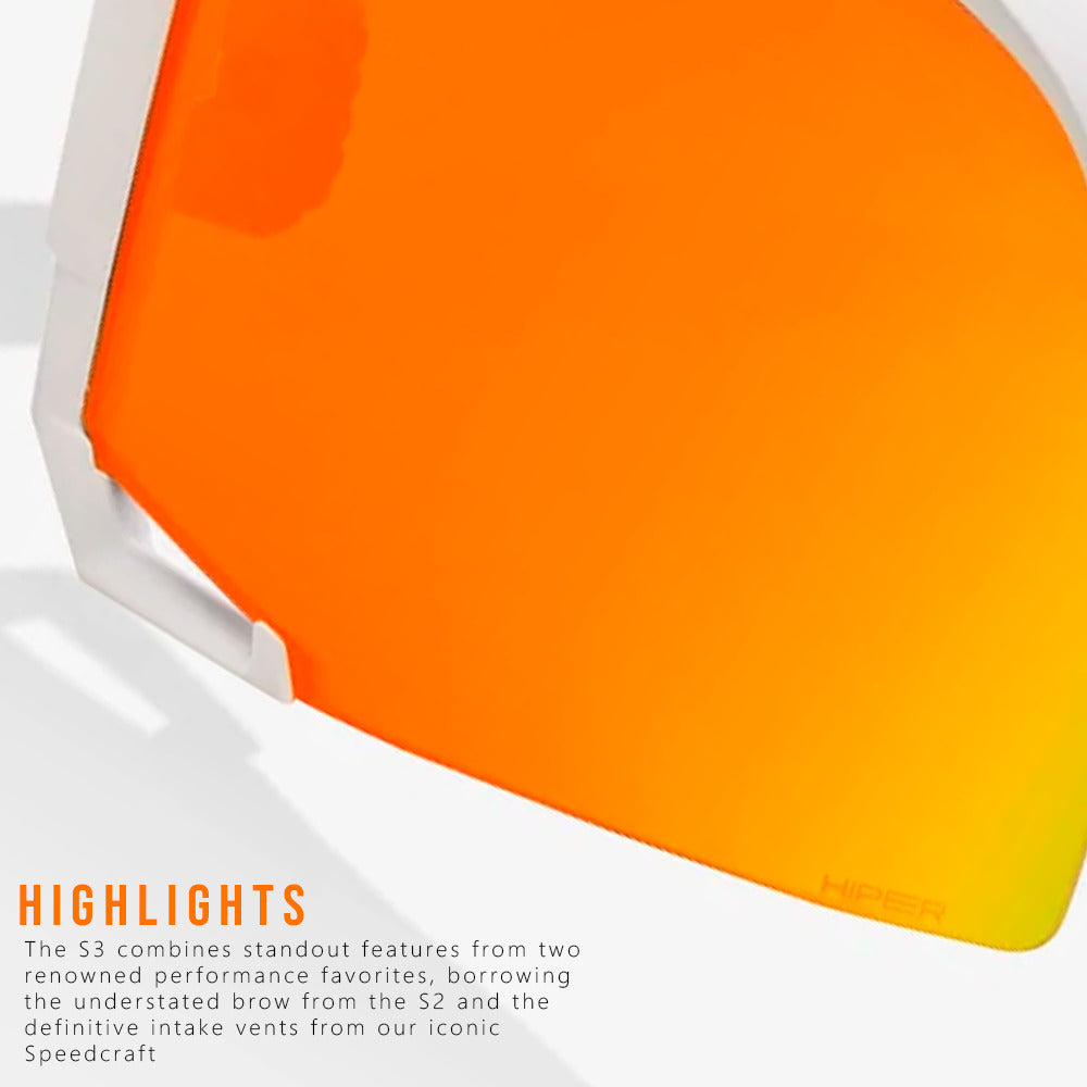 100% S3 Sunglasses Soft Tact White HiPER Red Lens (Open Box)
