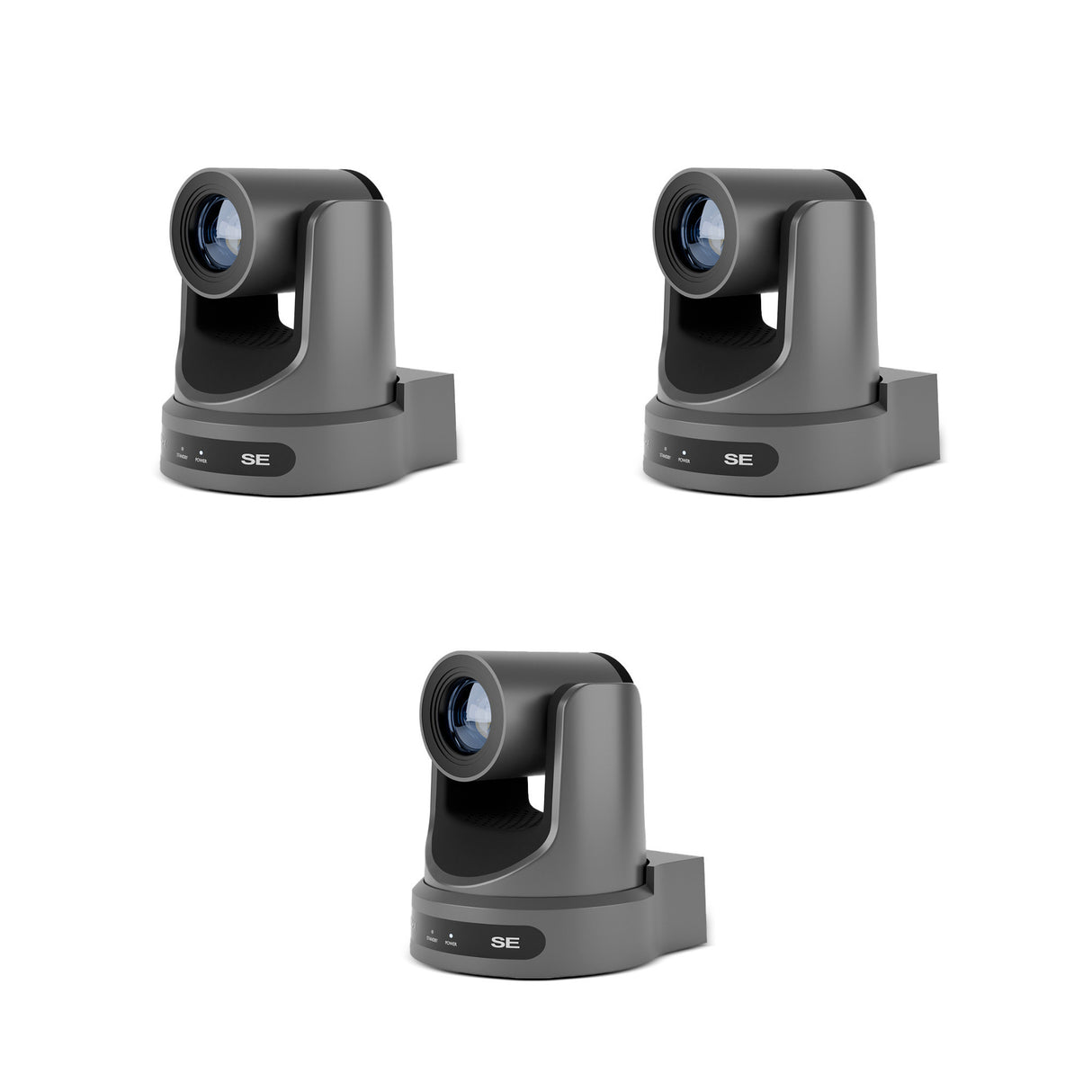 PTZOptics Move SE 30x 1080p Full HD Advanced PTZ Auto-Tracking Zoom Camera (Gray, 3-Pack) Bundle