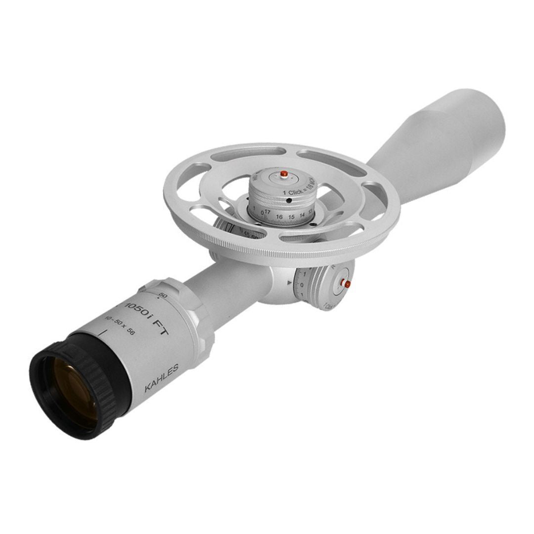 SWAROVSKI OPTIK KAHLES K1050i FT 10-50x56 Riflescope with Right-Sided Windage (MHR Reticle, Silver)