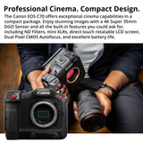 Canon EOS C70 Cinema with CN-R 35mm T1.5 L F Cinema Prime Lens & EF-EOS R 0.71x Mount Adapter Bundle