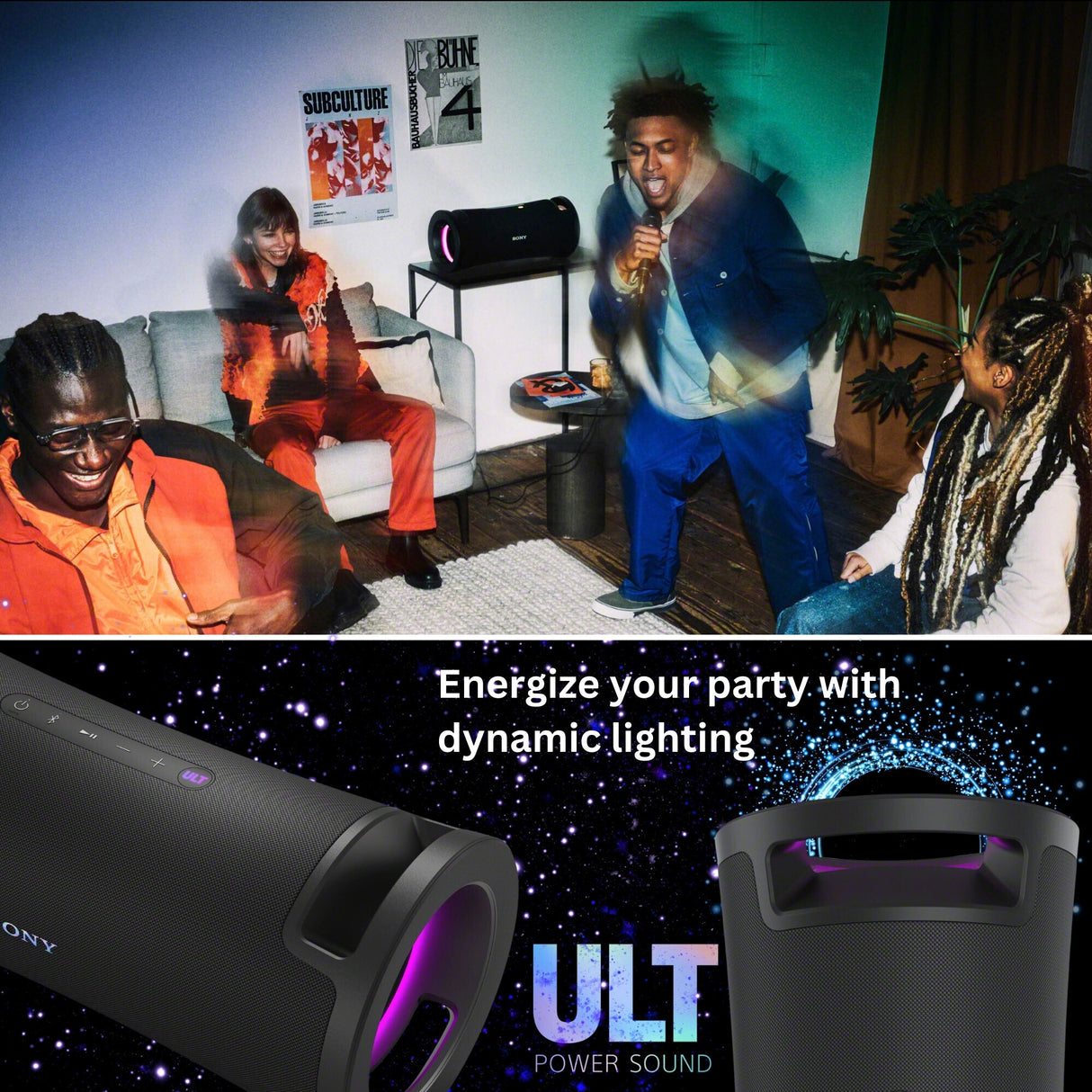 Sony ULT FIELD 7 Wireless Portable Speaker (Black) with Uni-Directional Cardioid Microphone Bundle