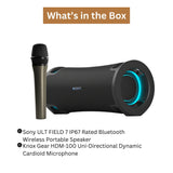 Sony ULT FIELD 7 Wireless Portable Speaker (Black) with Uni-Directional Cardioid Microphone Bundle