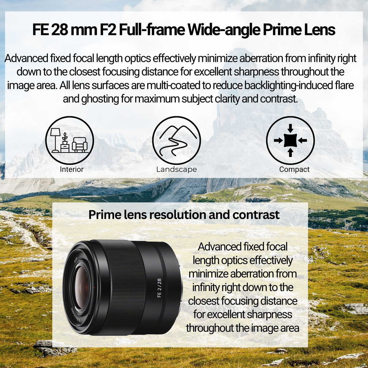 Sony FE 28mm f2.0 E-Mount Prime Lens with Holster Camera Case and Accessory Bundle