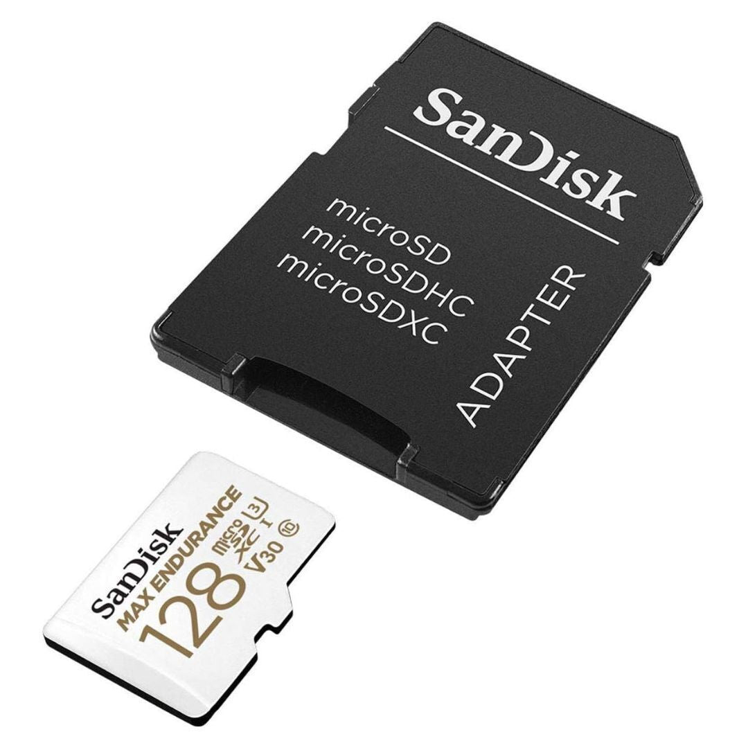 SanDisk MAX ENDURANCE UHS-I MicroSDXC 128GB Memory Card with Micro SD Adapter and 100MBPS Read Speed