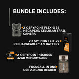 Spypoint FLEX-G36 Trail Camera (2-Pack) with Spypoint Lit-22 Lithium Battery Pack (2-Pack) Bundle