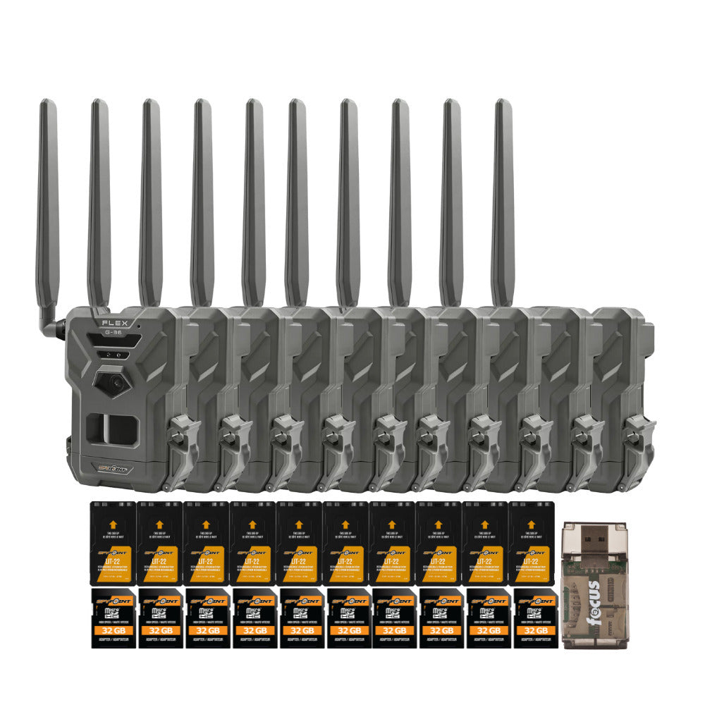 Spypoint FLEX-G36 Trail Camera (10-Pack) with Spypoint Lit-22 Lithium Battery Pack (10-Pack) Bundle
