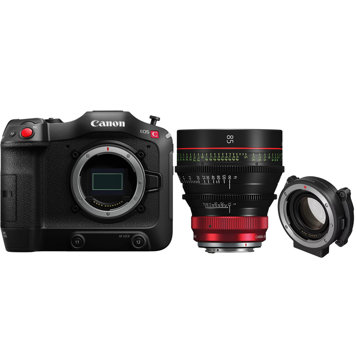 Canon EOS C70 Cinema with CN-R 85mm T1.3 L F Prime Lens & EF-EOS R 0.71x Mount Adapter Bundle