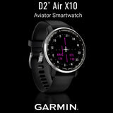 Garmin D2 Air X10 Touchscreen Aviator Smartwatch with Fitness Features (Black-Silver) Bundle