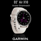 Garmin D2 Air X10 Touchscreen Aviator Smartwatch with Fitness Features (Silver-Ivory) Bundle