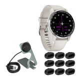 Garmin D2 Air X10 Touchscreen Aviator Smartwatch with Fitness Features (Silver-Ivory) Bundle