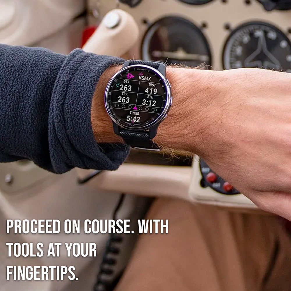 Garmin D2 Air X10 Touchscreen Aviator Smartwatch with Fitness Features (Silver-Ivory) Bundle