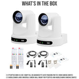 PTZOptics Move SE 30x 1080p PTZ Auto-Tracking Pan Tilt Zoom Camera (White, 2-Pack) Bundle