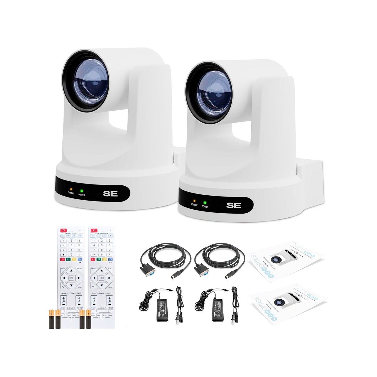 PTZOptics Move SE 30x 1080p PTZ Auto-Tracking Pan Tilt Zoom Camera Bundle (White, 2-Pack)