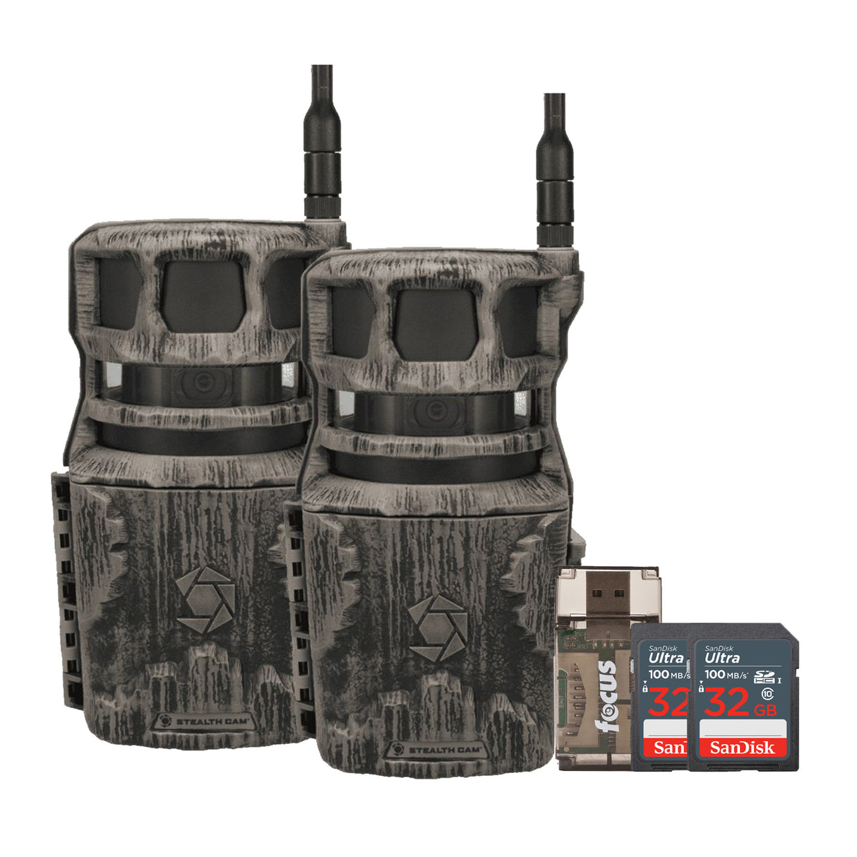 Stealth Cam Revolver Pro 360 Degree Cellular Trail Camera 2-Pack with Two 32GB Cards and Card Reader