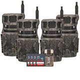 Stealth Cam Revolver Pro 360 Degree Cellular Trail Camera 4-Pack with Four 32GB Cards and Reader