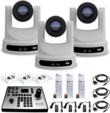 PTZOptics Move SE 30x 1080p Full HD Advanced PTZ Auto-Tracking Zoom Camera (White, 3-Pack) Bundle