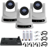PTZOptics Move SE 30x 1080p Full HD Advanced PTZ Auto-Tracking Zoom Camera (White, 3-Pack) Bundle